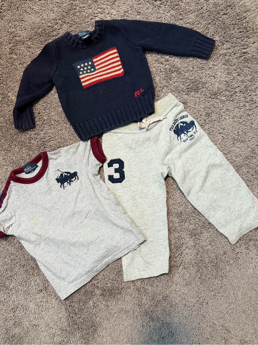 Polo Ralph Lauren Navy Flag Knit Sweater pat set- Kids